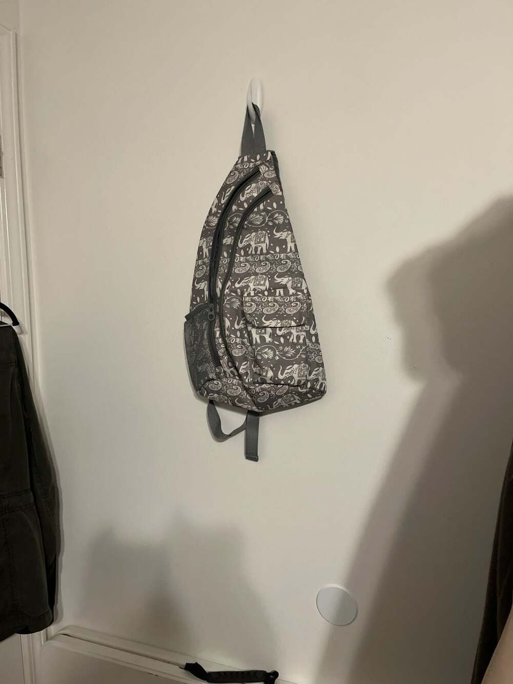 Wallflower Grey Boho Paisley Elephant Crossbody Sling Backpack